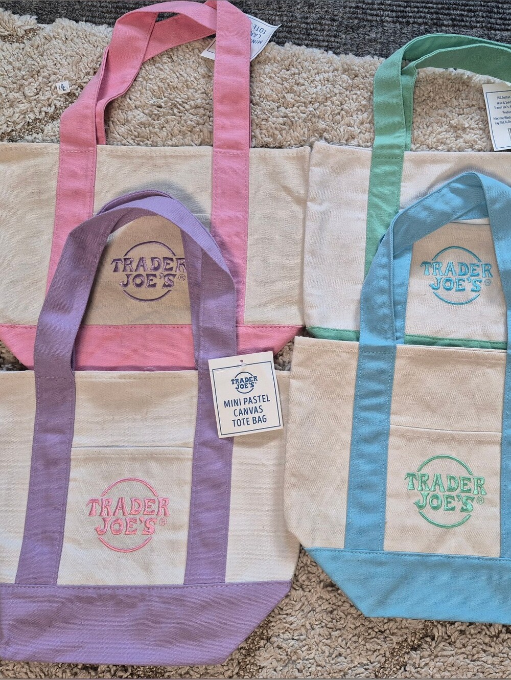 Viral Trader Joes Mini Pastel Totes PINK - Picture 2 of 6